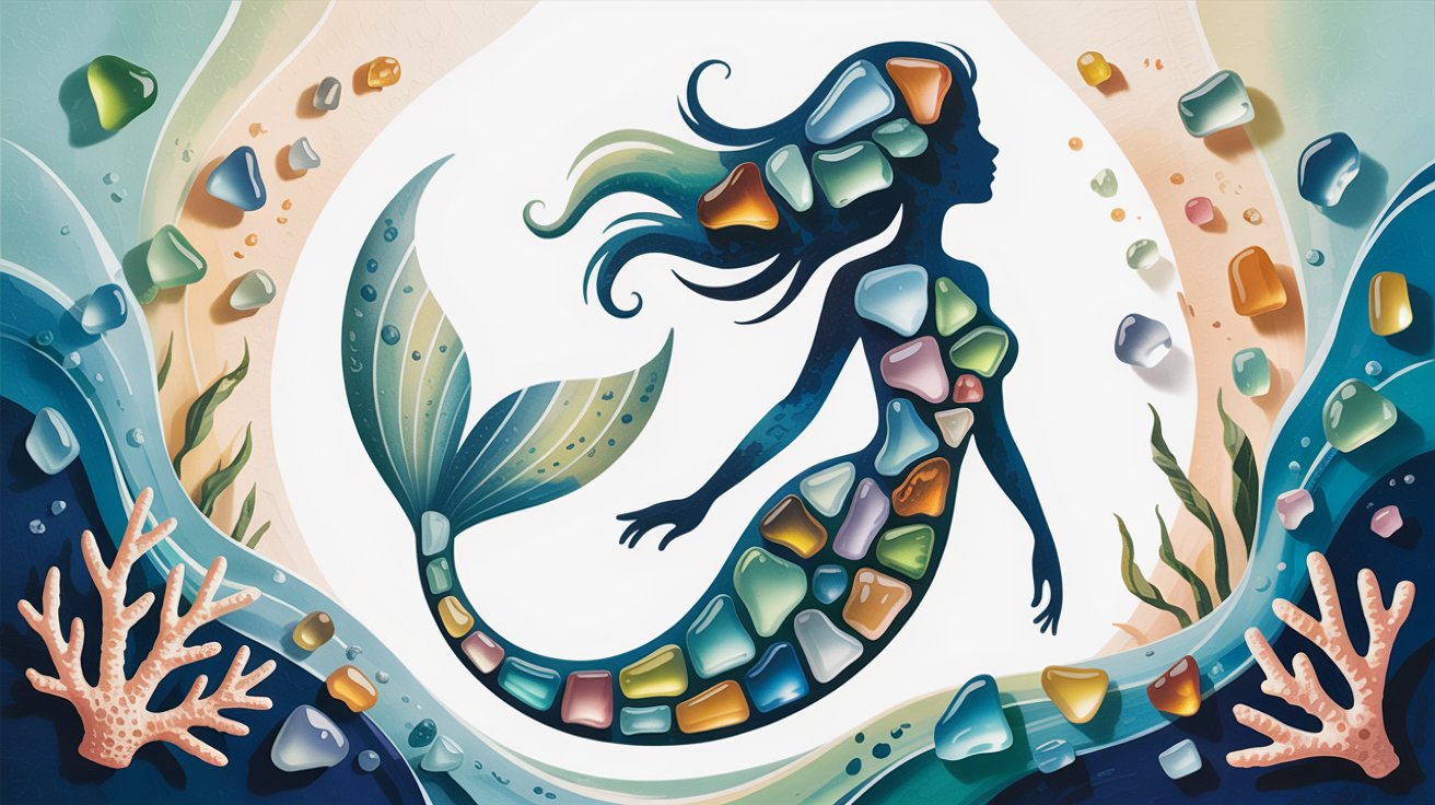 Sea glass fish or mermaid design artwork