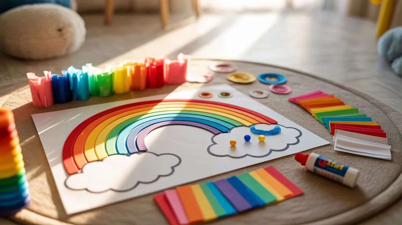 - Color sorting rainbow craft for kids’ hands-on learning and sensory educational activity.