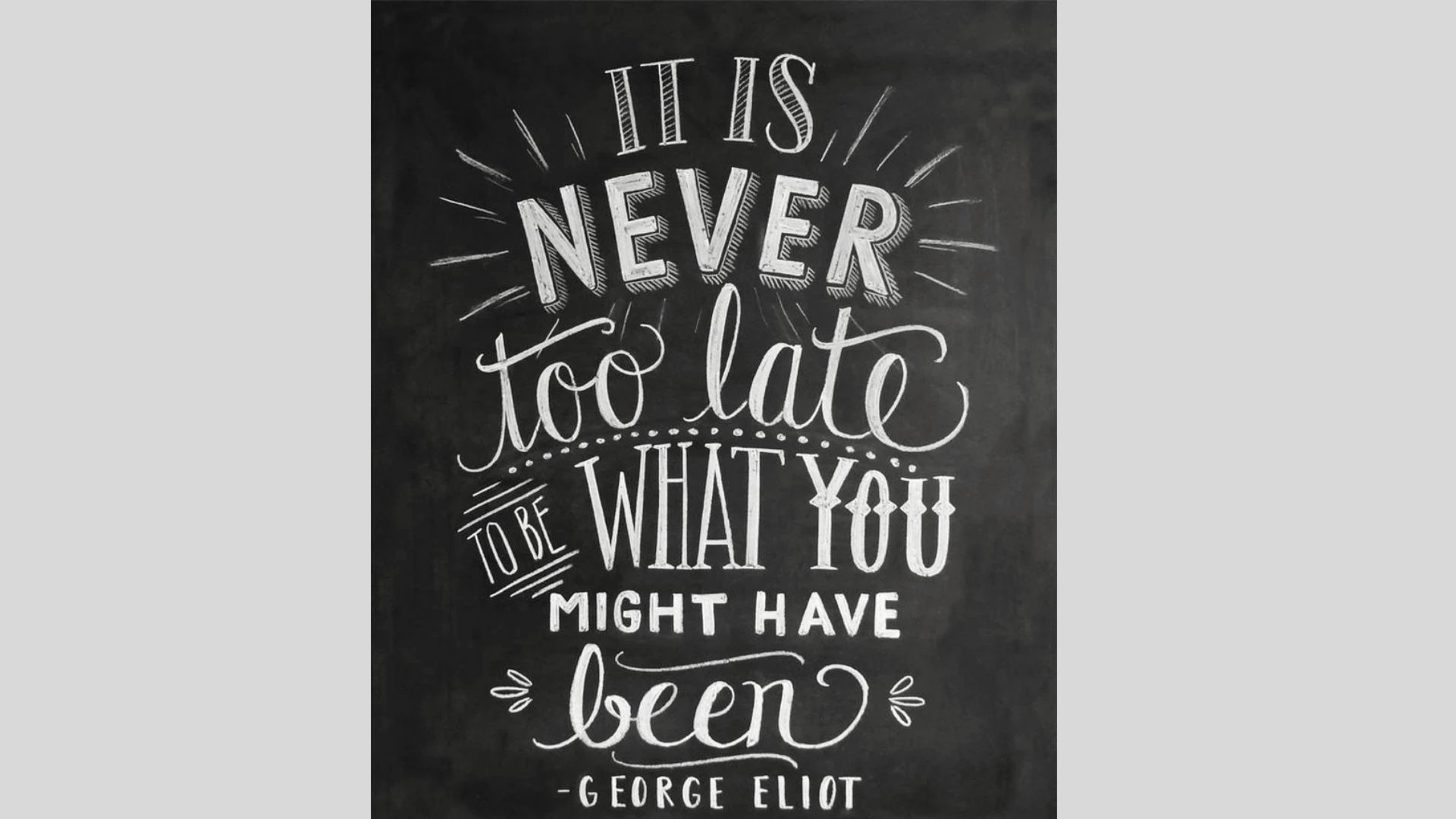 Chalkboard art displaying an inspirational quote by George Eliot, designed to encourage and uplift viewers.