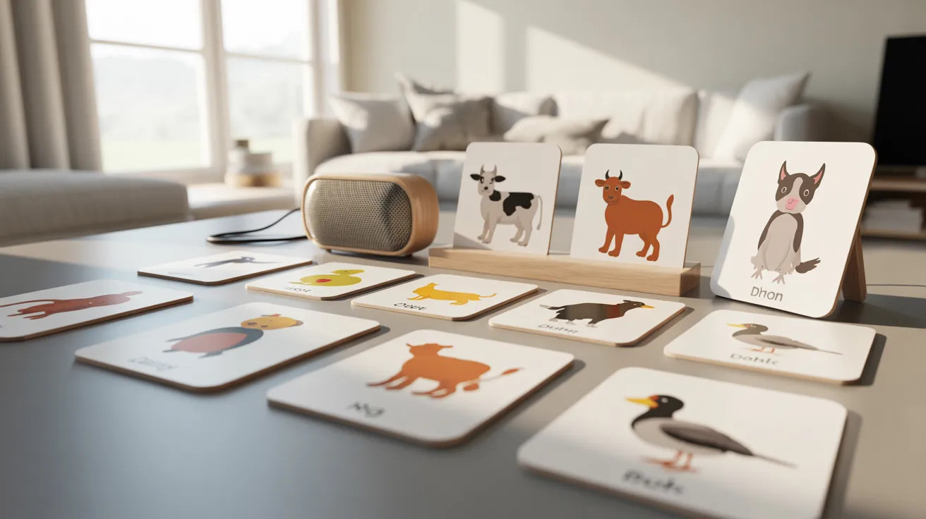 Animal sound matching cards for kids’ auditory learning activity matching animals with their correct sounds