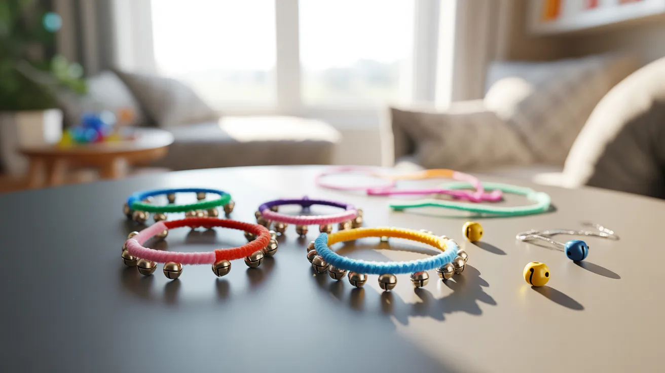 Bell bracelet craft for kids’ DIY sensory and musical activity creating wearable sound instruments