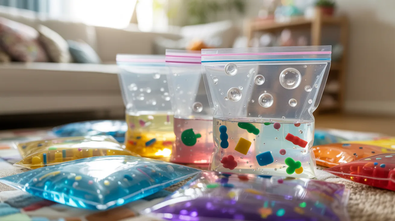- DIY sensory bags for kids’ hands-on tactile learning and sensory play activity.