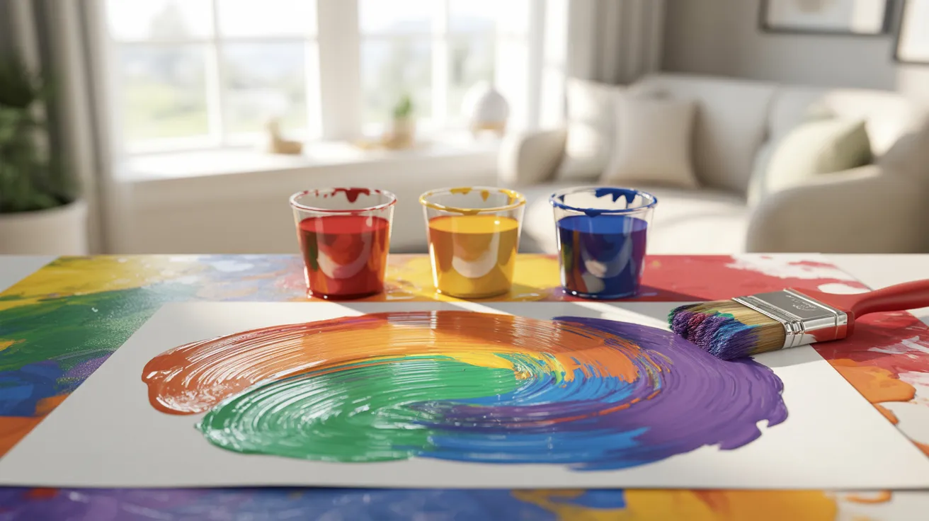 - Color mixing painting activity for kids’ creative learning with paints exploring new color combinations.