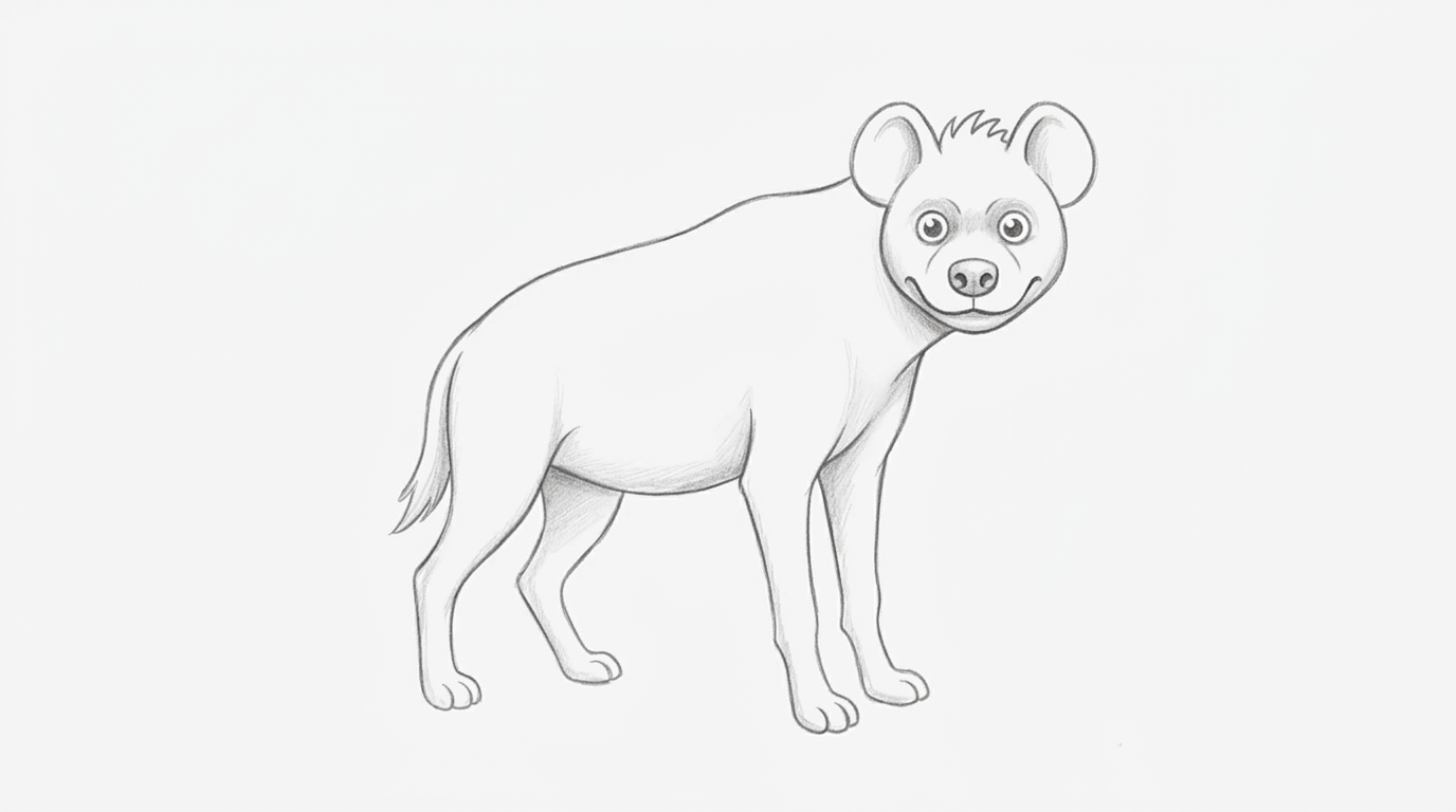 Refined hyena outline with smoother body connections and improved proportions