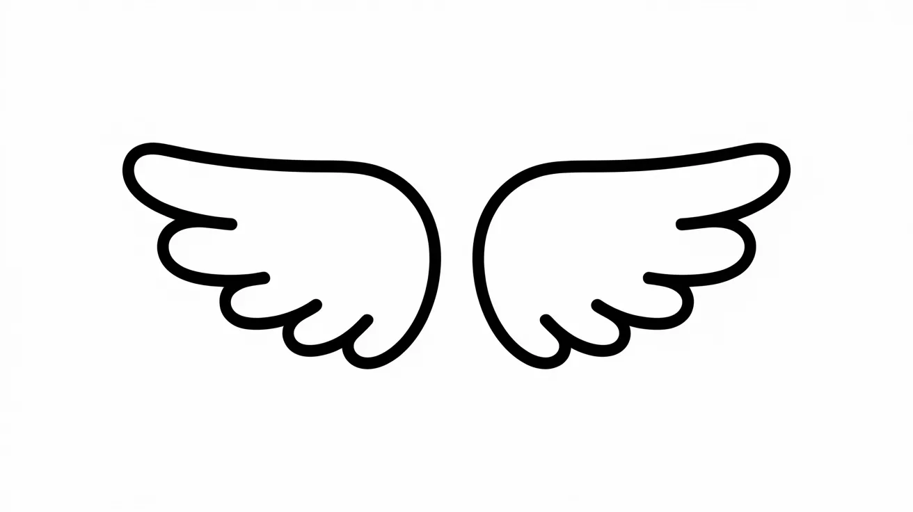 Heart-shaped angel wings drawn with soft curved lines in a simple pencil sketch style.