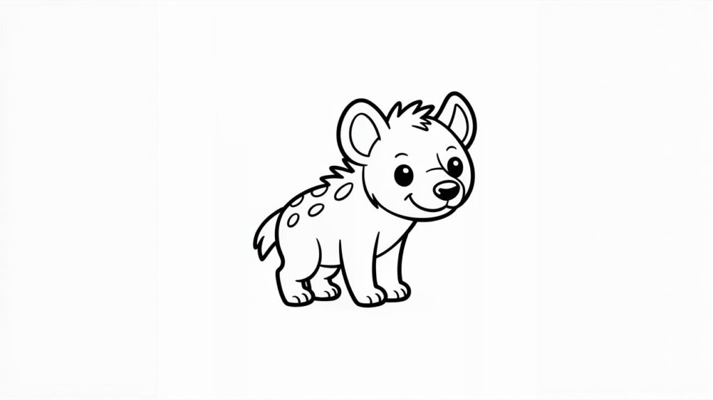 Hyena Drawing Easy: Step-by-Step Guide for Beginners Simple step by step hyena drawing illustration showing beginner friendly sketch and finished cute cartoon character