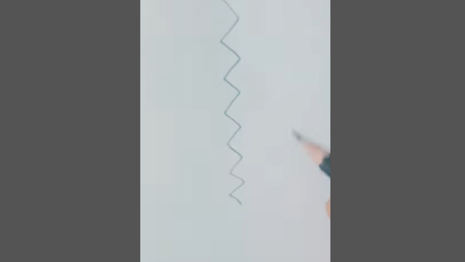 A curved vertical guideline with a neat zigzag pattern forming the base of a braid.