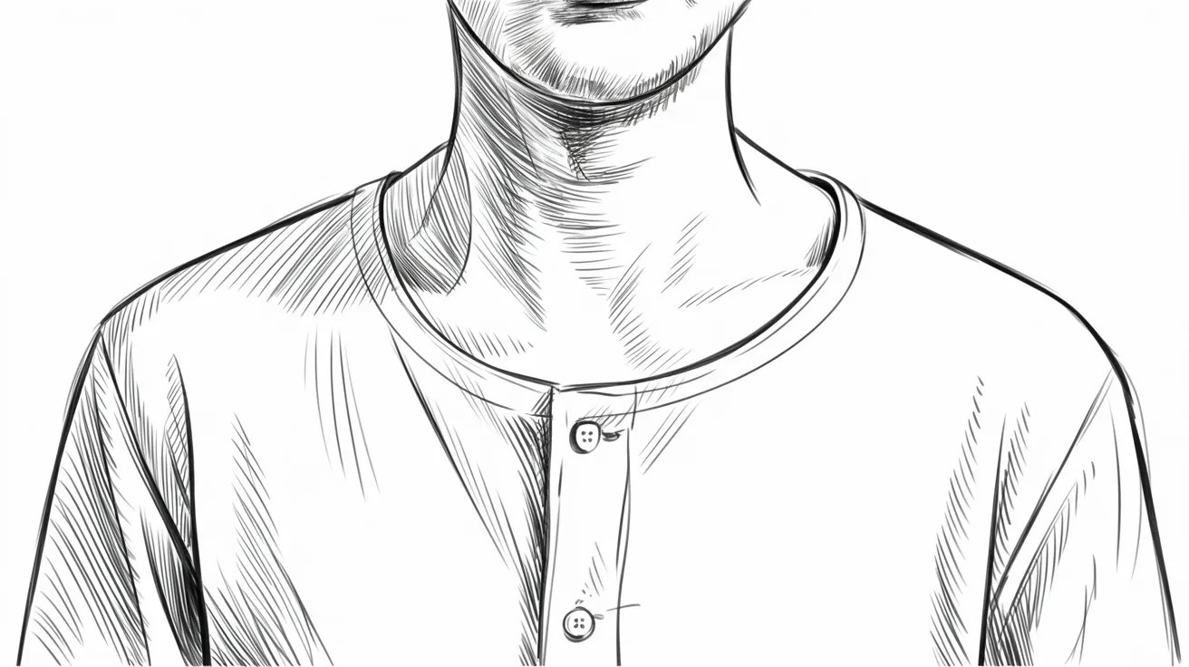 Portrait drawing step showing clothing and final details added with simple pencil lines