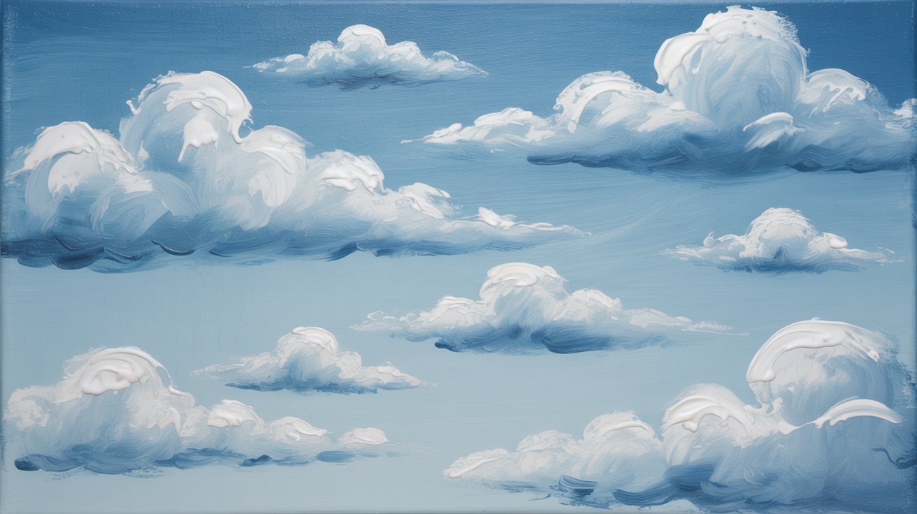 Soft Fluffy Clouds with the blue background.
