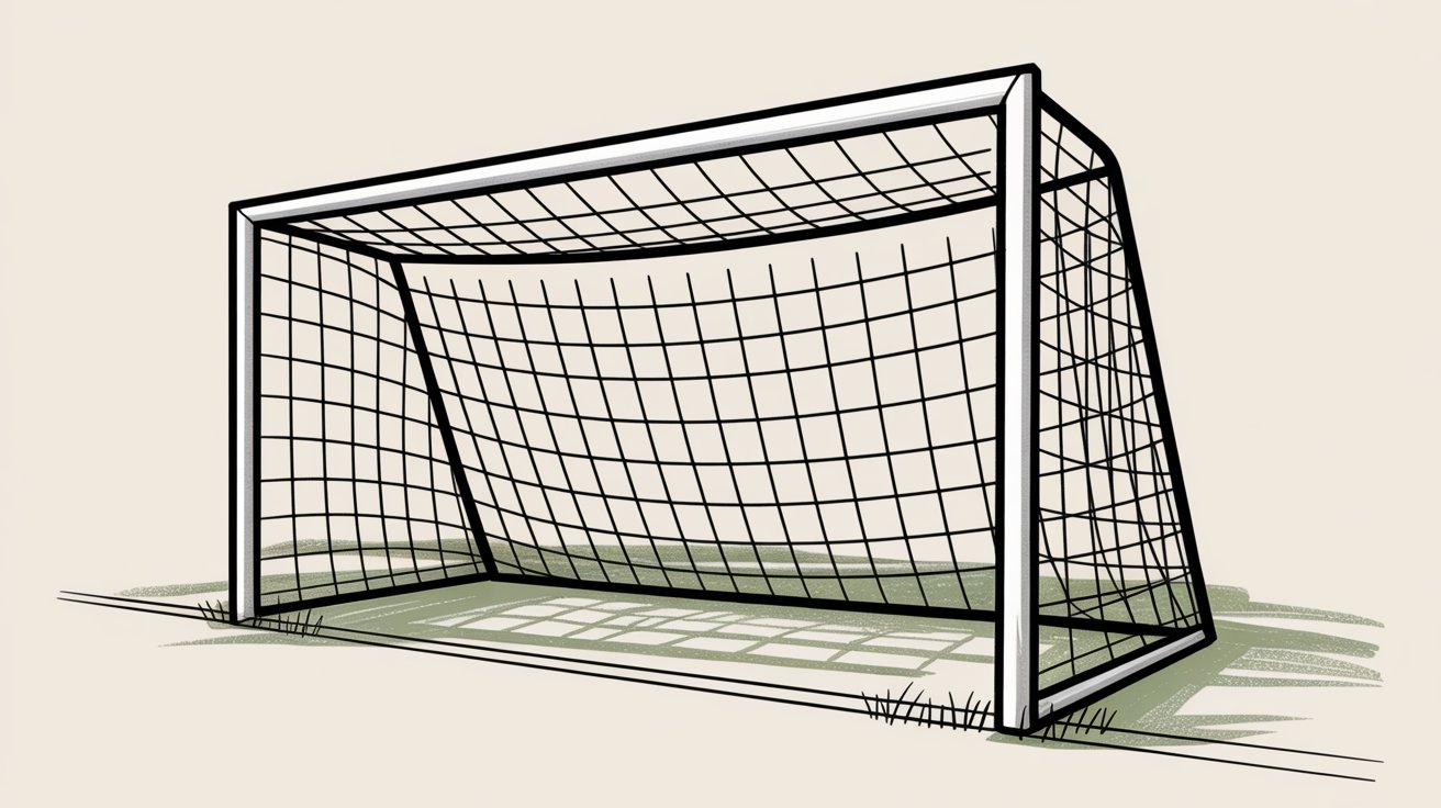 Soccer goal post drawing step by step frame net structure sketch tutorial simple clean illustration