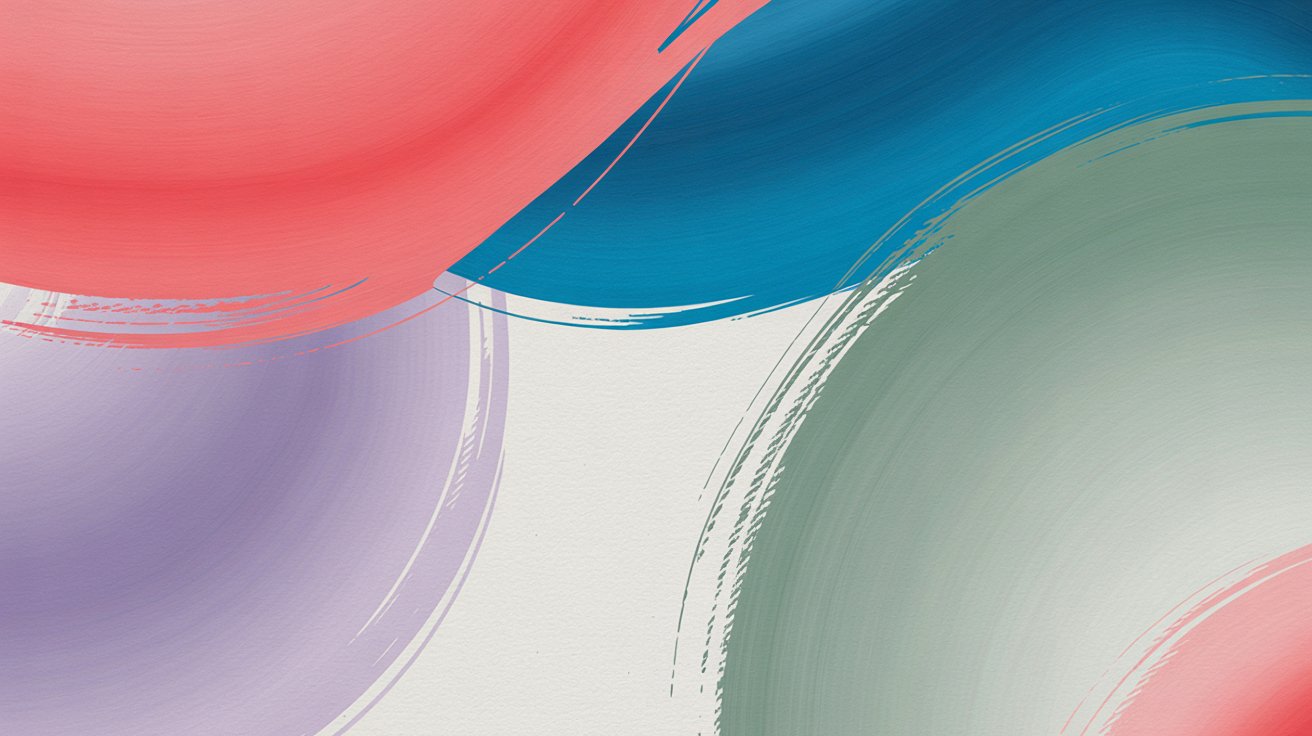 Red, purple, green and other colours on a canvas side by side,