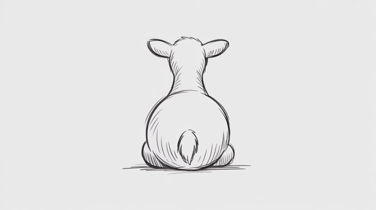 Reindeer sketch with neck and rounded body shape added in simple style