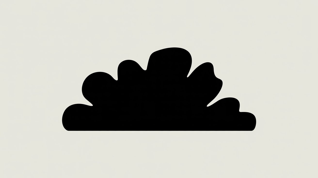 Solid black silhouette of a rounded bush with smooth, cloud-like lobes.