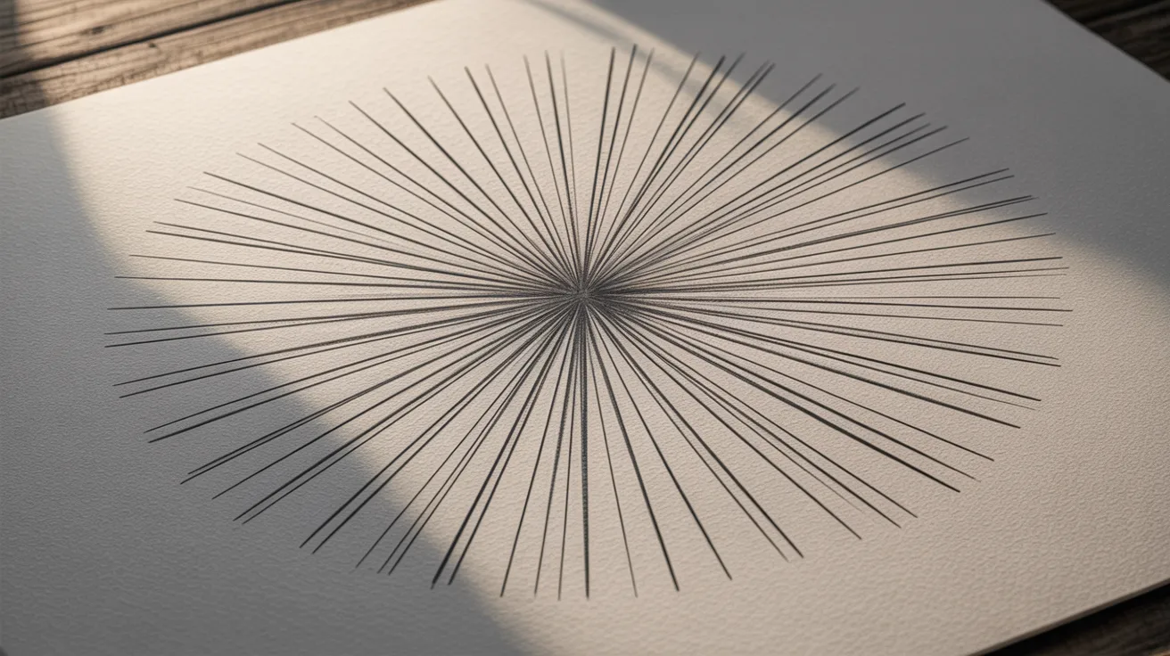 Spider web drawing step with additional straight lines creating starburst structure