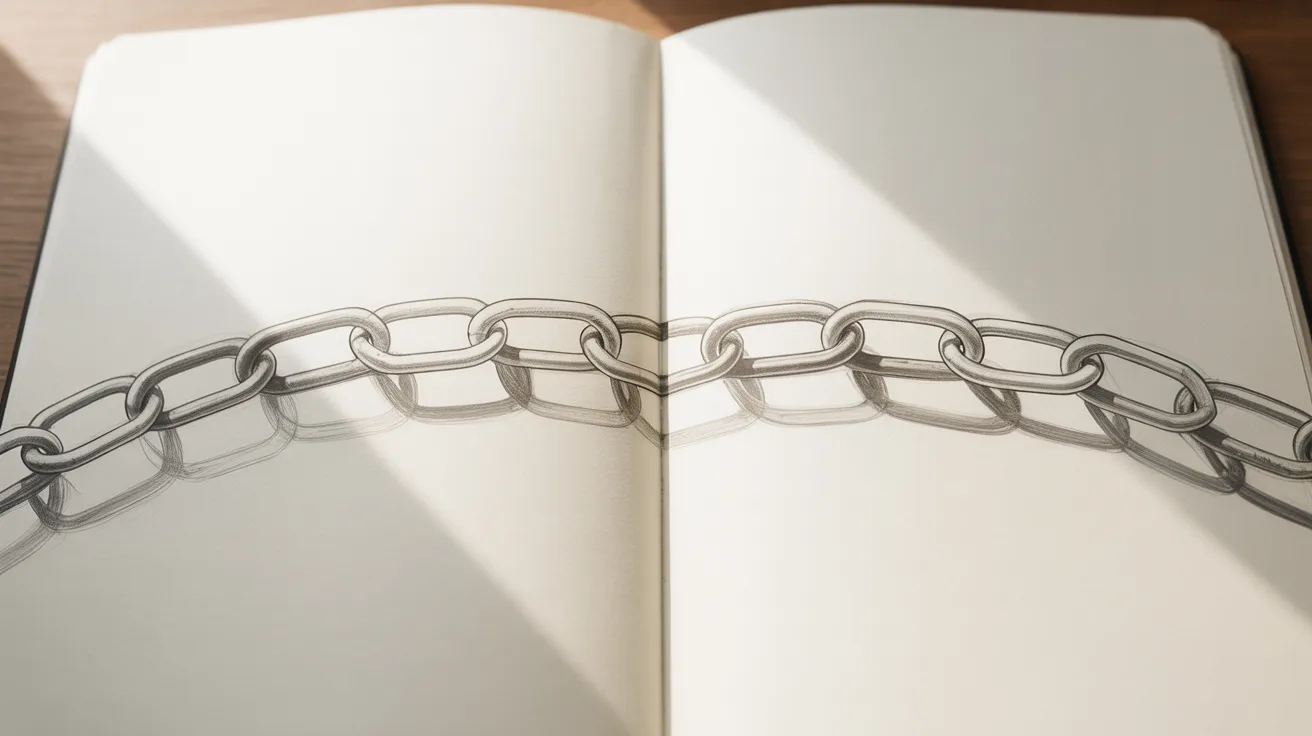 Chain drawing step showing multiple connected oval links forming a chain