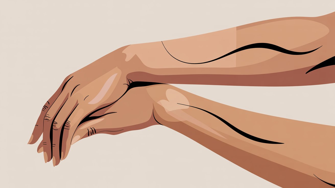Stylized arm drawing with simplified shapes showing gesture movement weight and expressive artistic lines