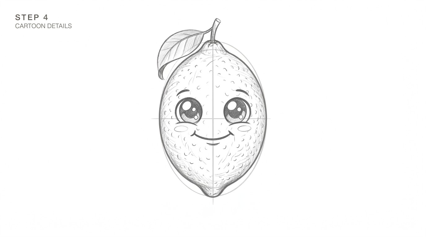 A cute cartoon lemon with simple facial expression.
