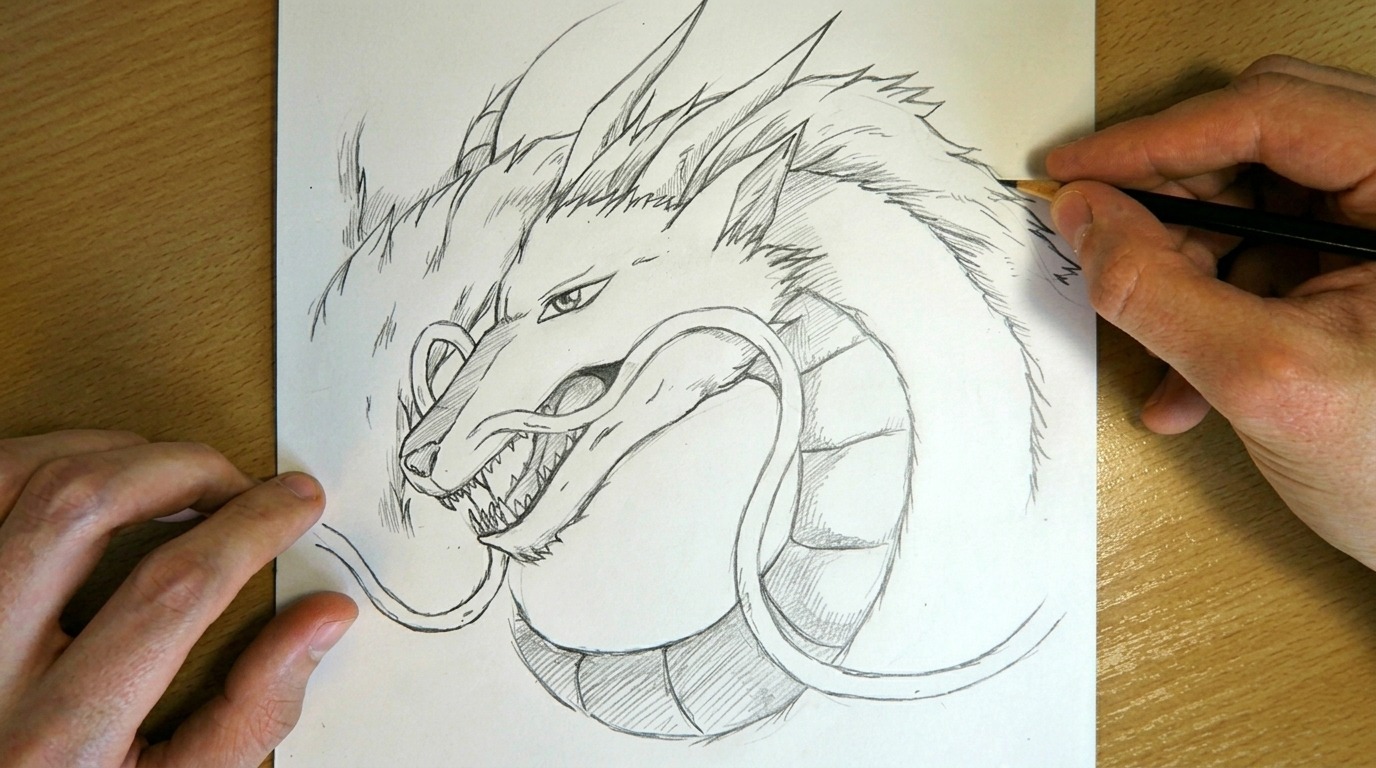 sketch of Haku from Spirited Away.