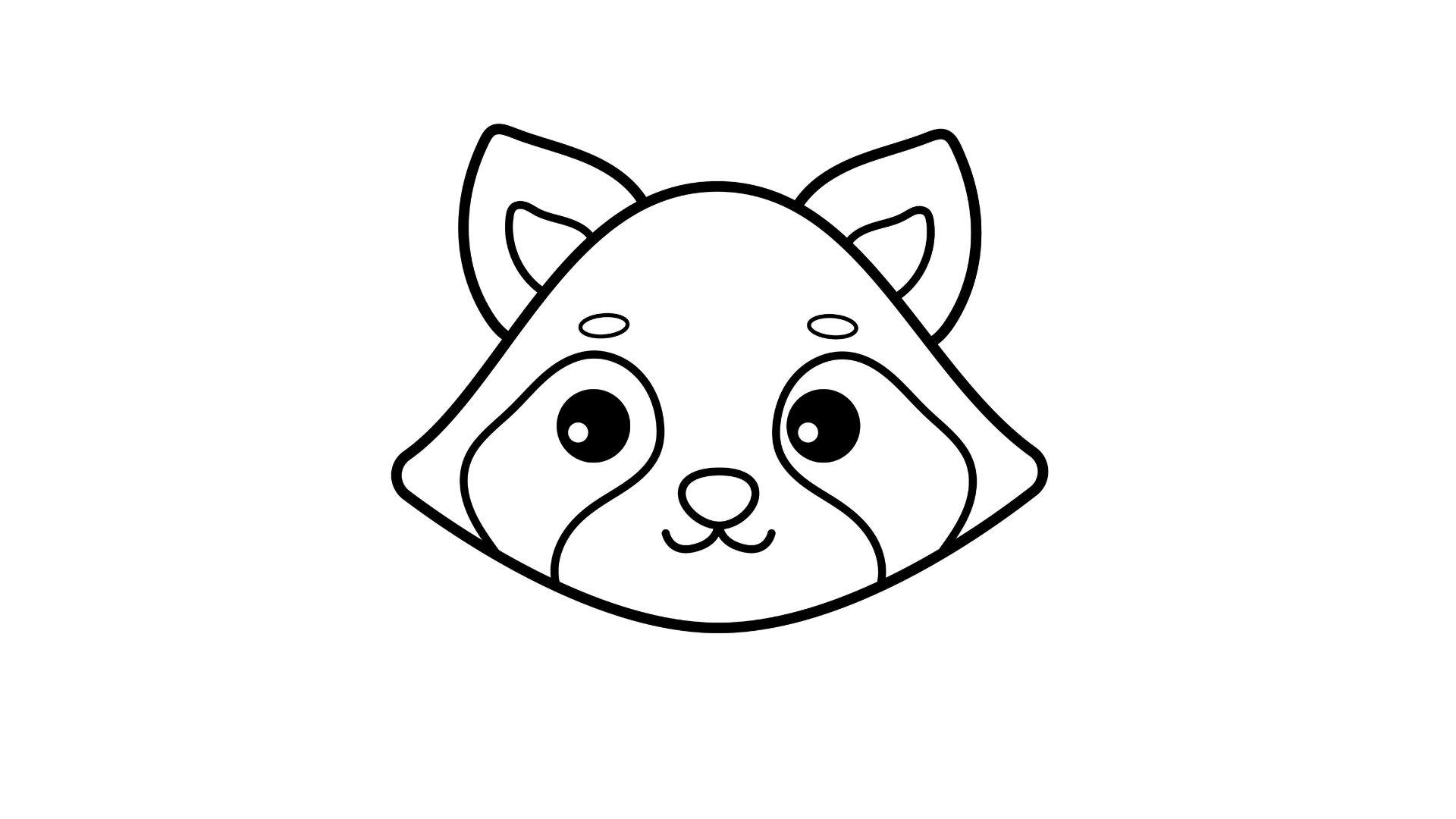 Raccoon face with eyes, nose, mouth, and light fur details added.