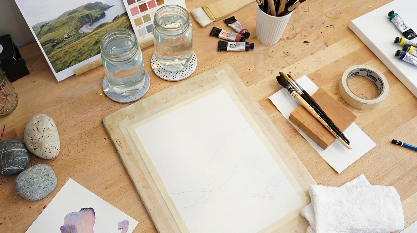 picture showing all the watercolor essentials.