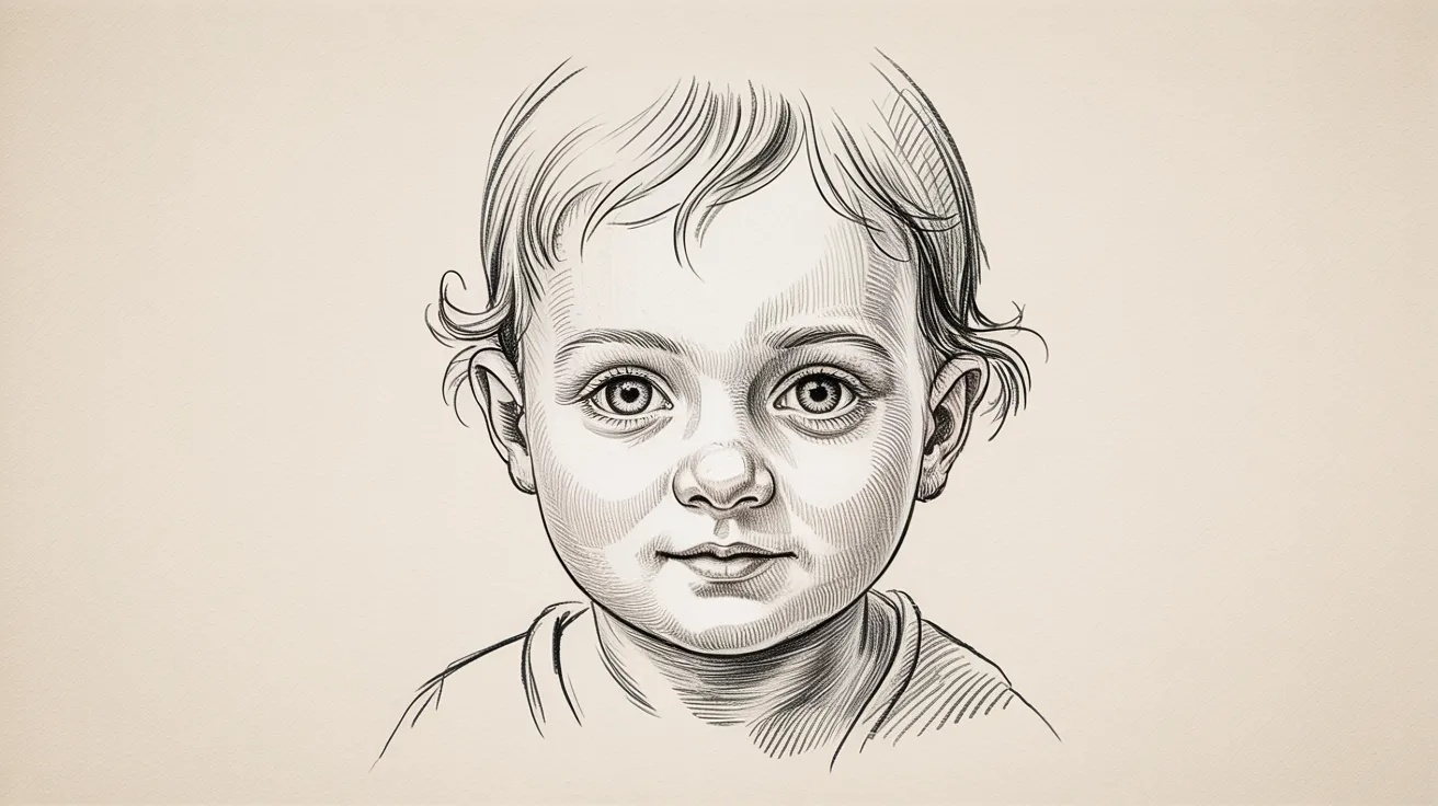 Renaissance style sketch of a young child portrait featuring shading, delicate lines, and expressive realistic facial proportions.
