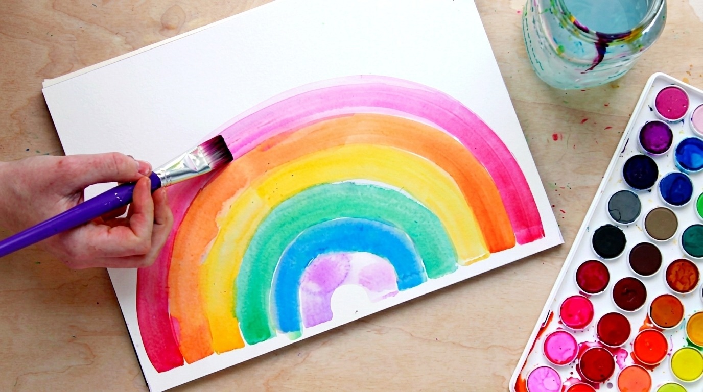picture showing rainbow painting.
