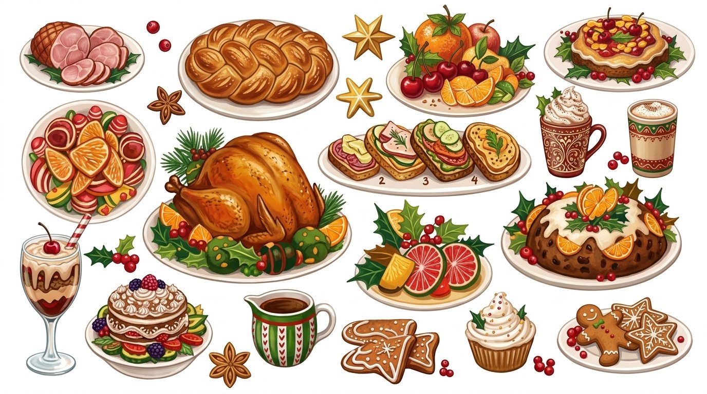 Holiday and Festival Food drawing.