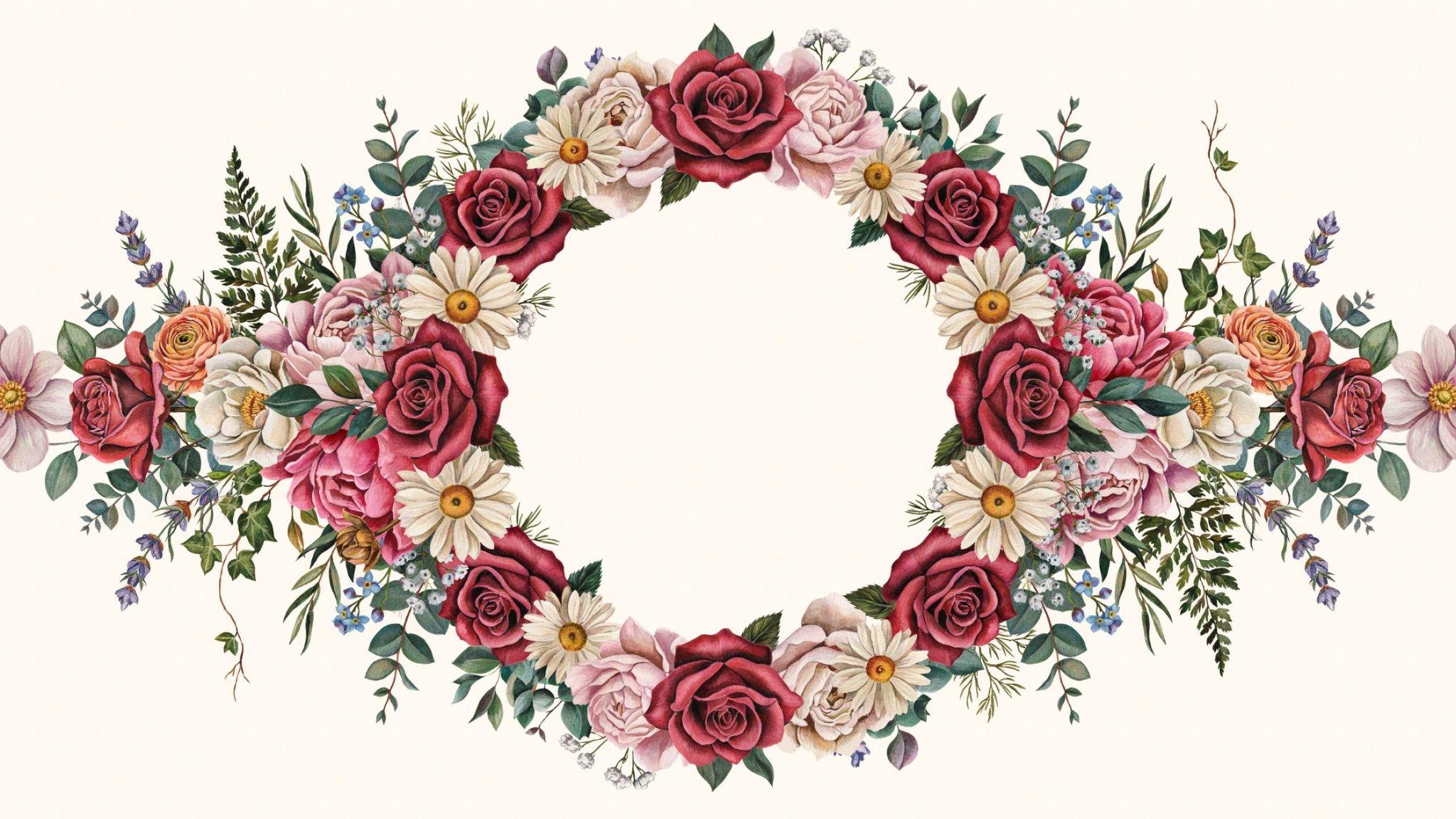 Full Floral Wreath with colorful flowers.