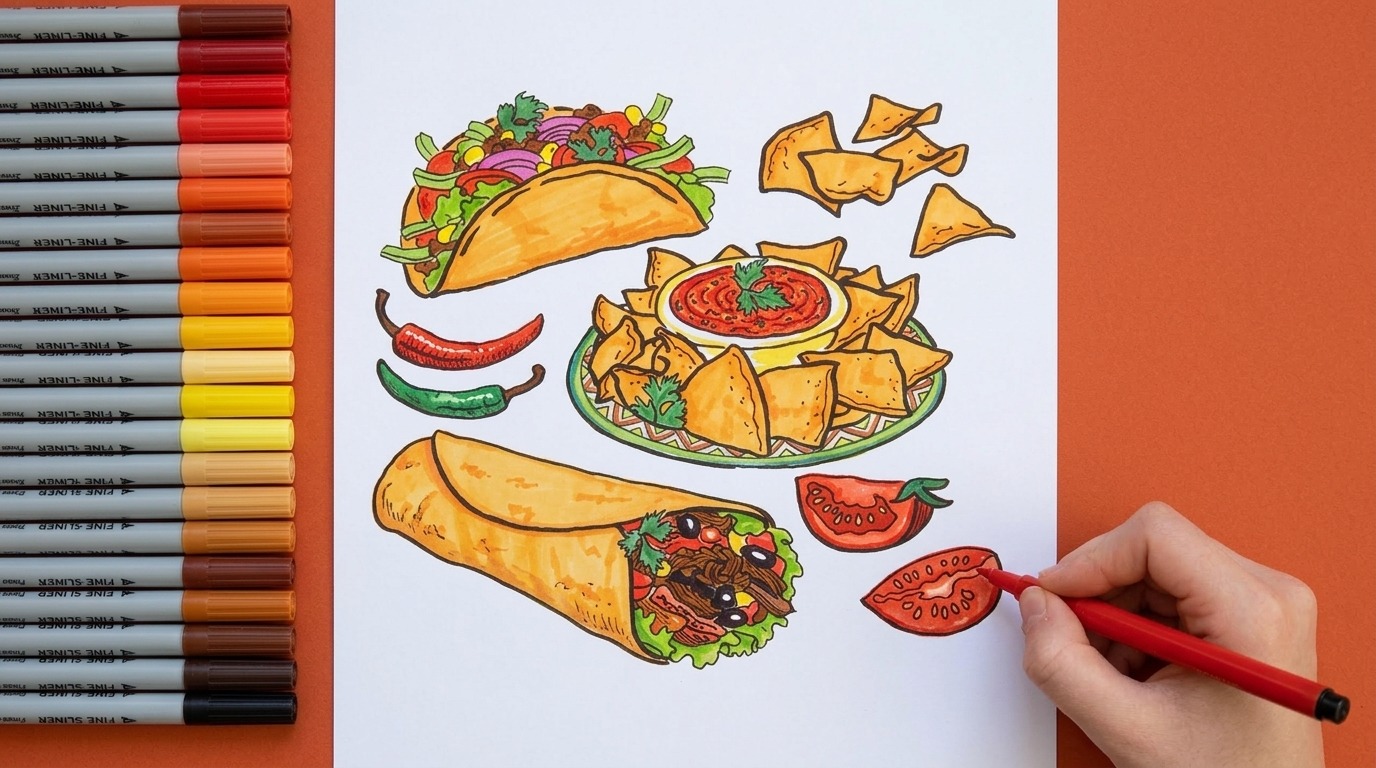 Mexican food drawing.