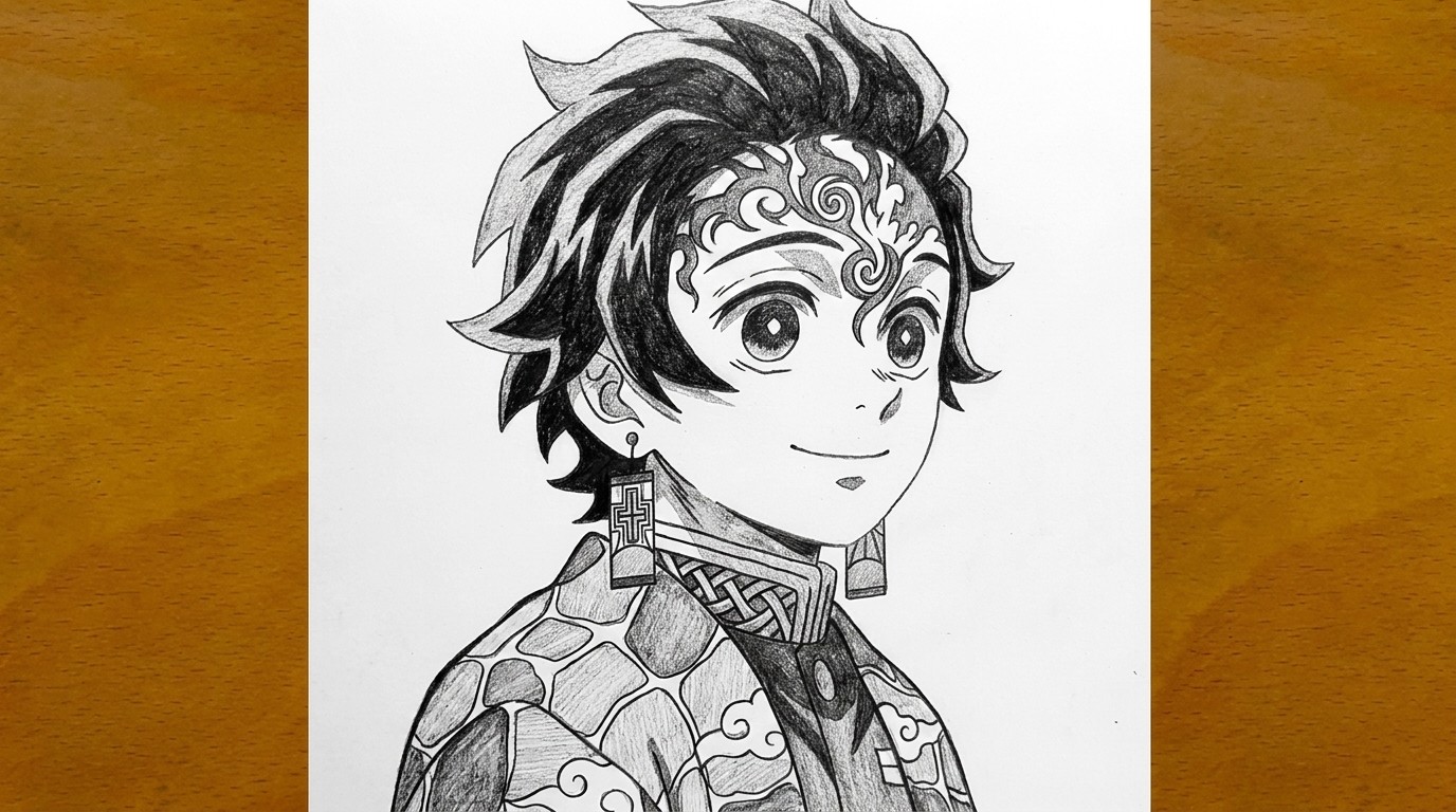 sketch of Tanjiro Kamado.