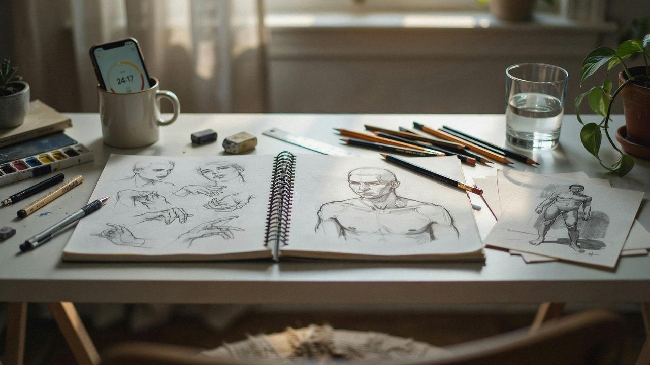 Daily drawing practice routine for improving imaginative drawing skills.