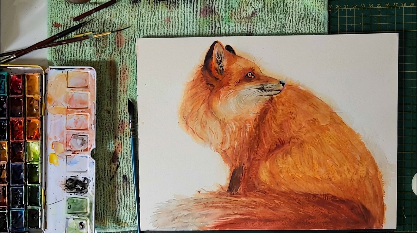 picture showing fox painting.