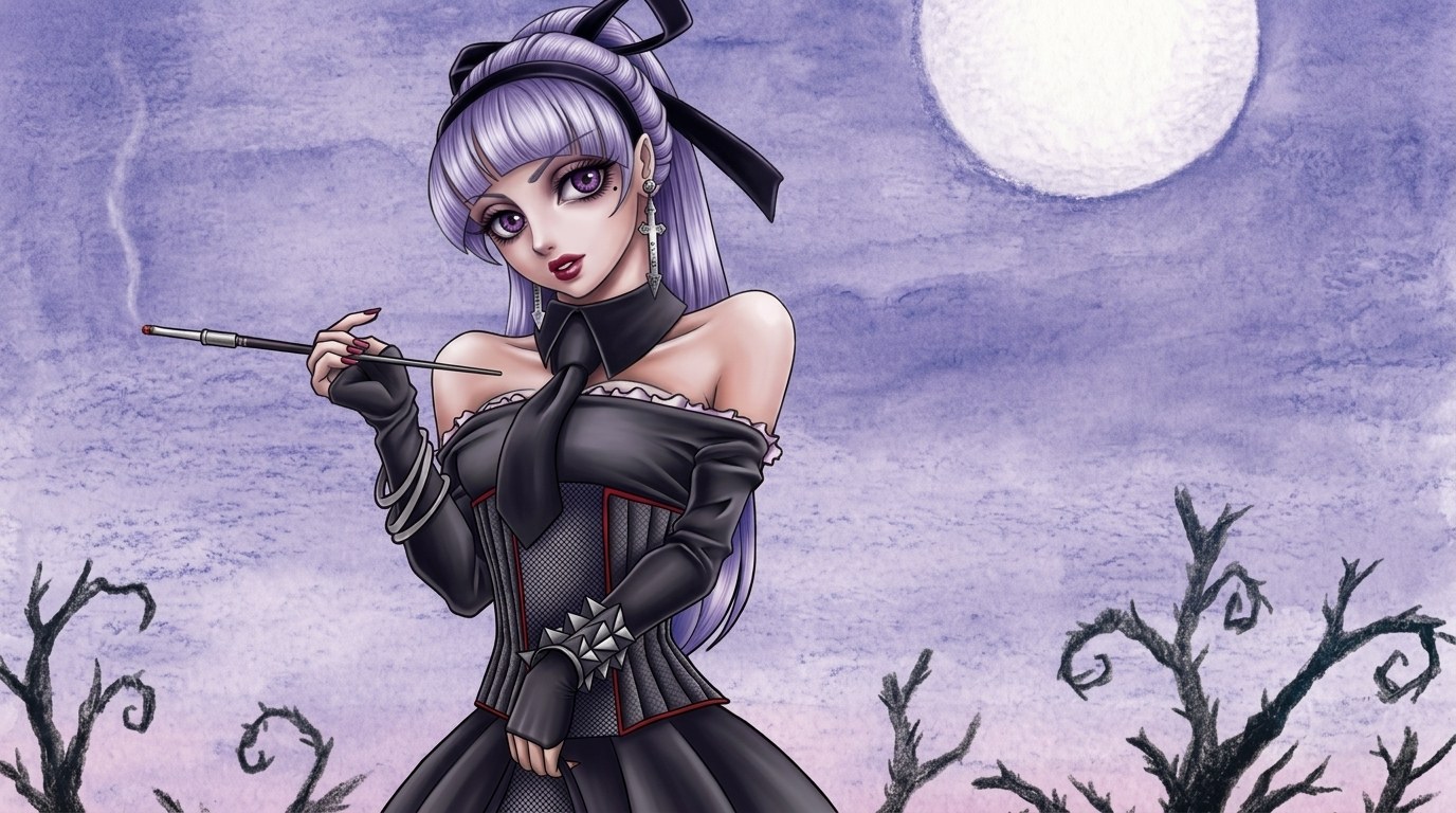 drawing of Gothic Anime Girl.