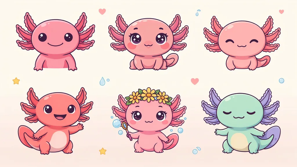 Different creative axolotl drawing styles and variations.