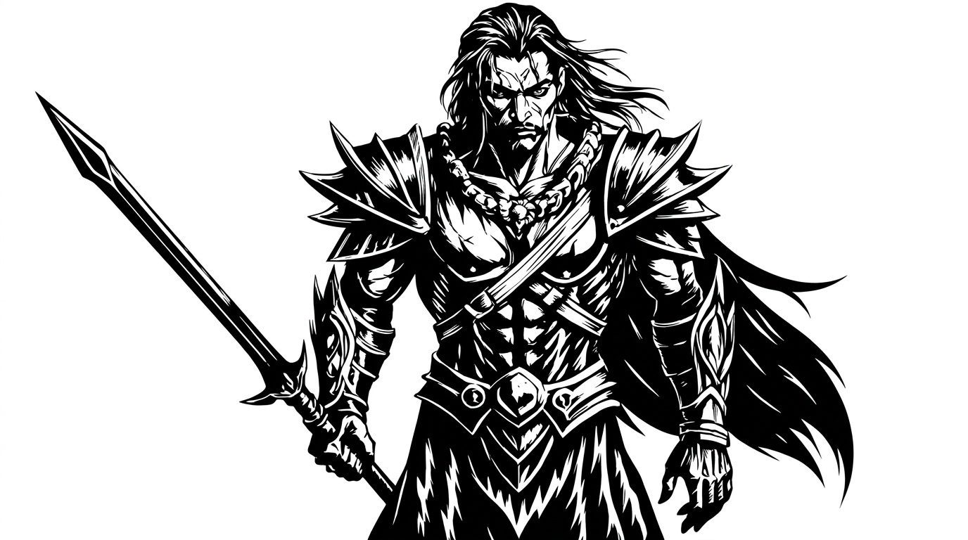 sketch of fantasy warriors.
