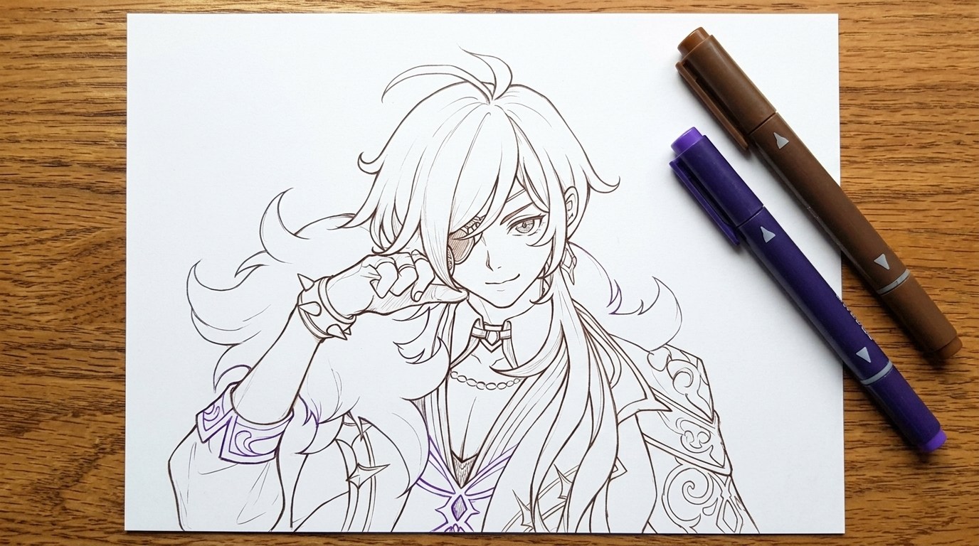 drawing of Kaeya Alberich.