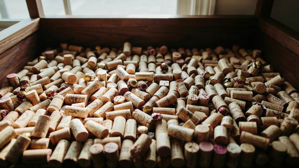 Wine cork shadow box filled with corks.