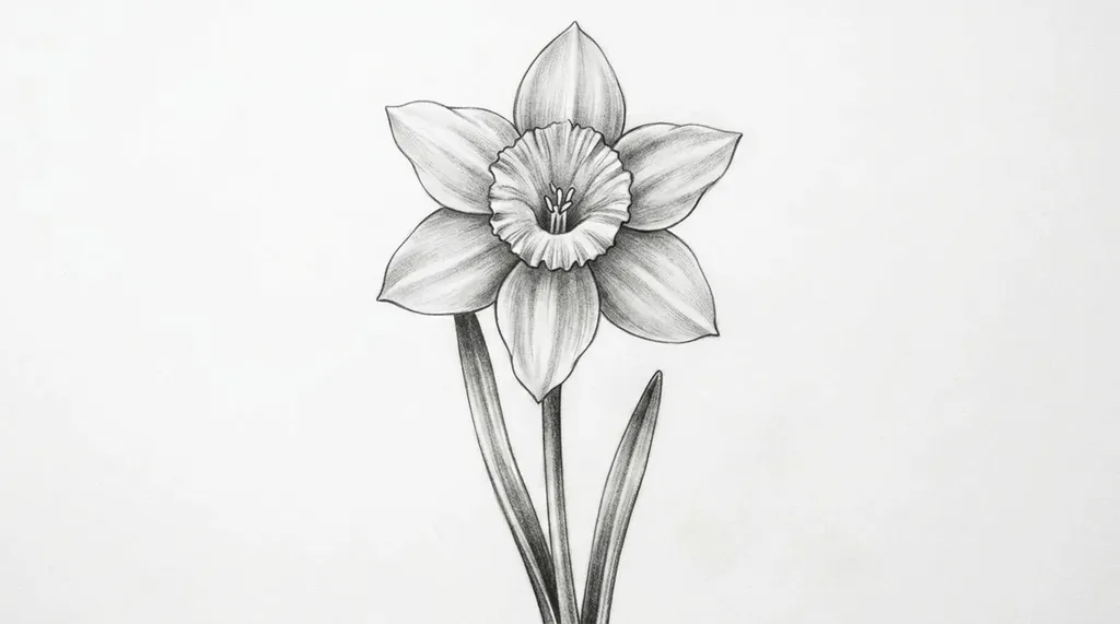 Cleaned-up daffodil flower drawing with refined petal shapes.