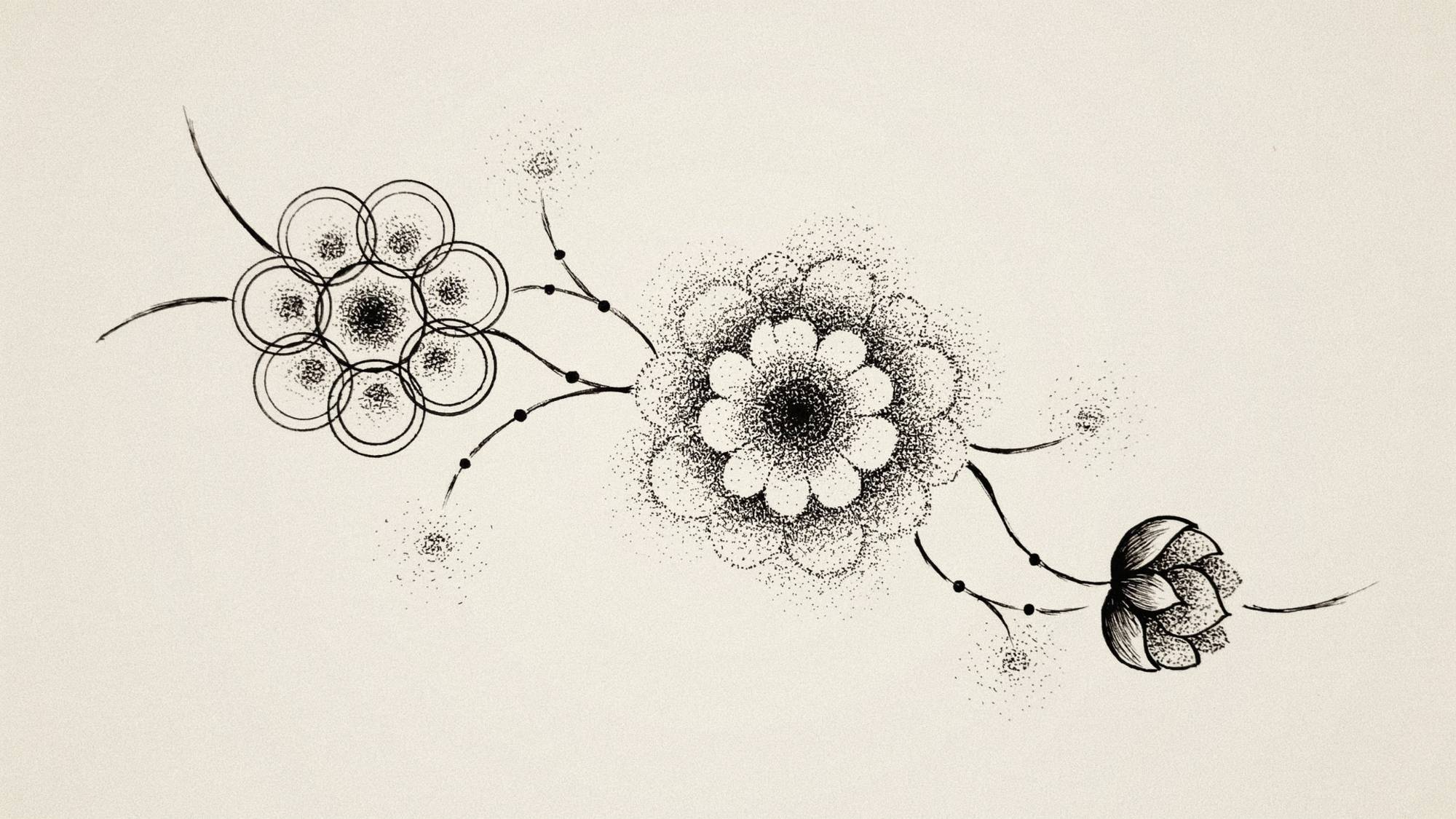 Floral dot cluster Zentangle pattern.