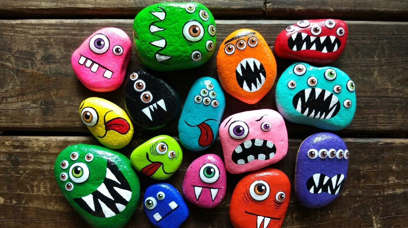 google eye rock painting.