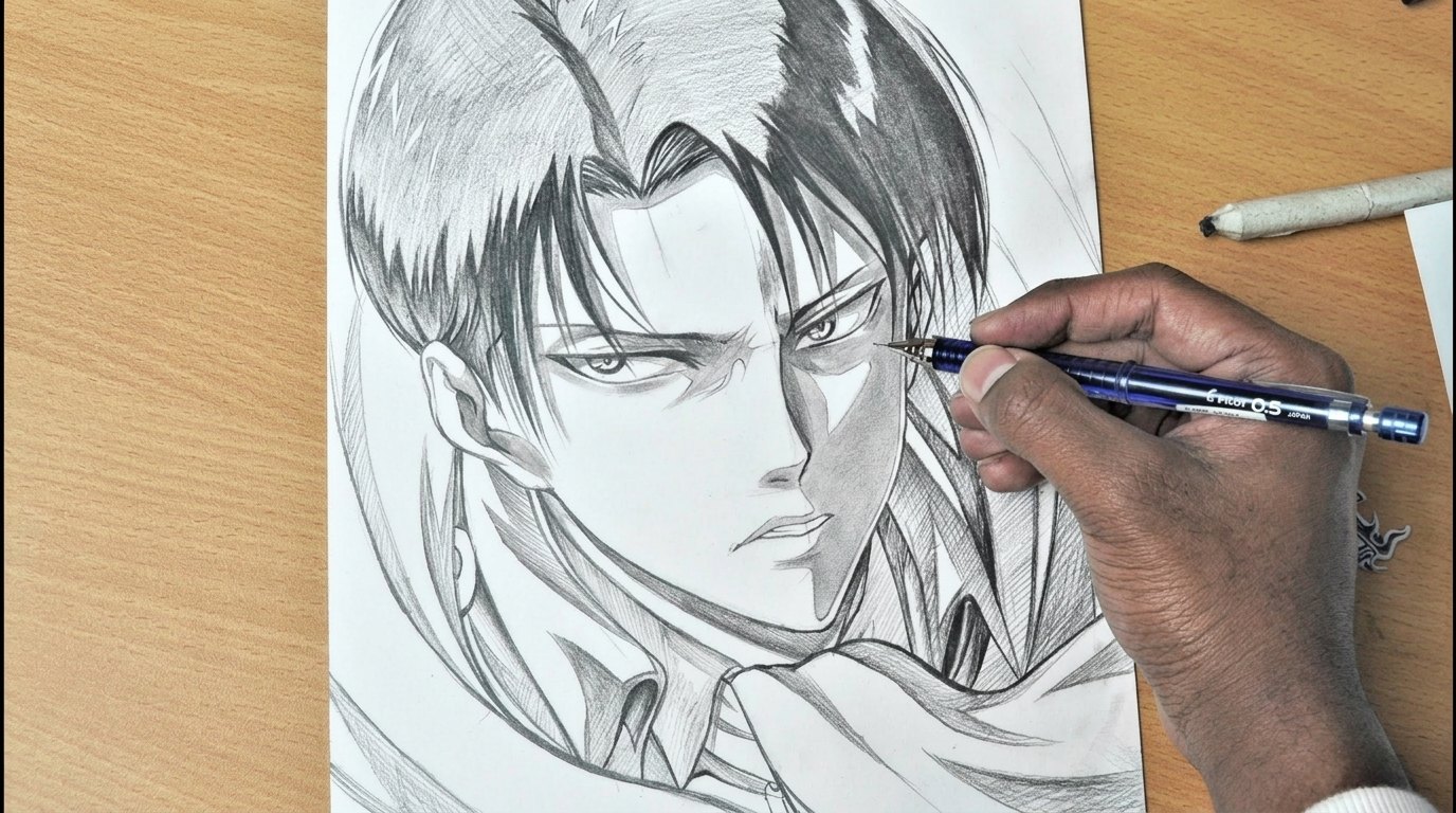 drawing stretch of levi ackerman.
