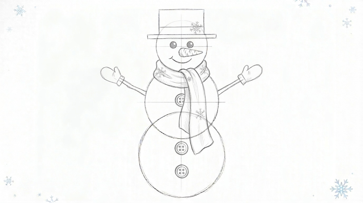 Snowman with buttons down the front of the body