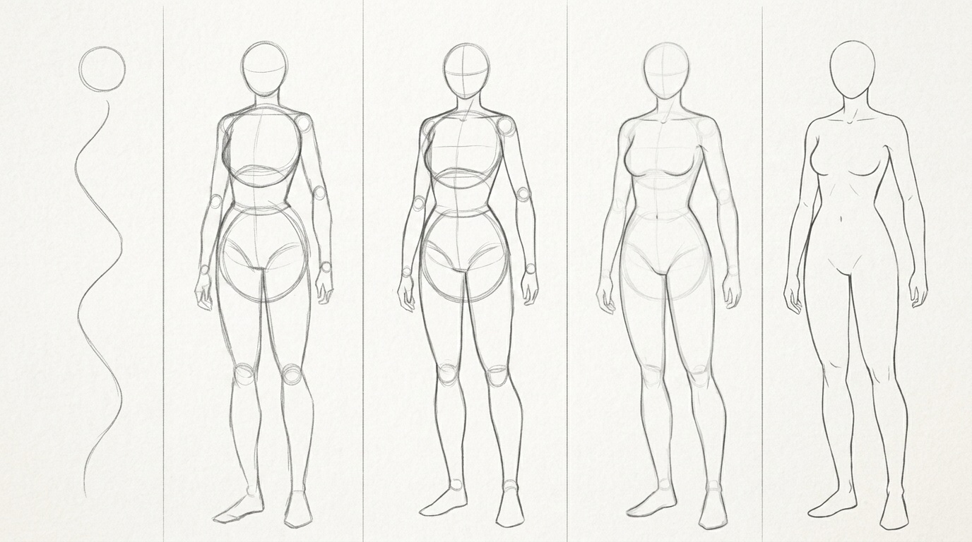 basic sketch of a female body.