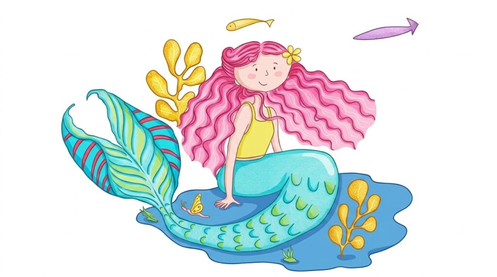 Mermaid Drawing: Cute Ideas, Inspiration & Examples image of an easy mermaid drawing.