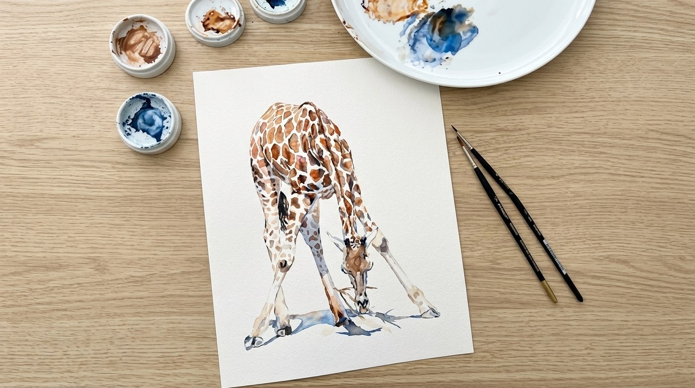 picture showing giraffe painting.