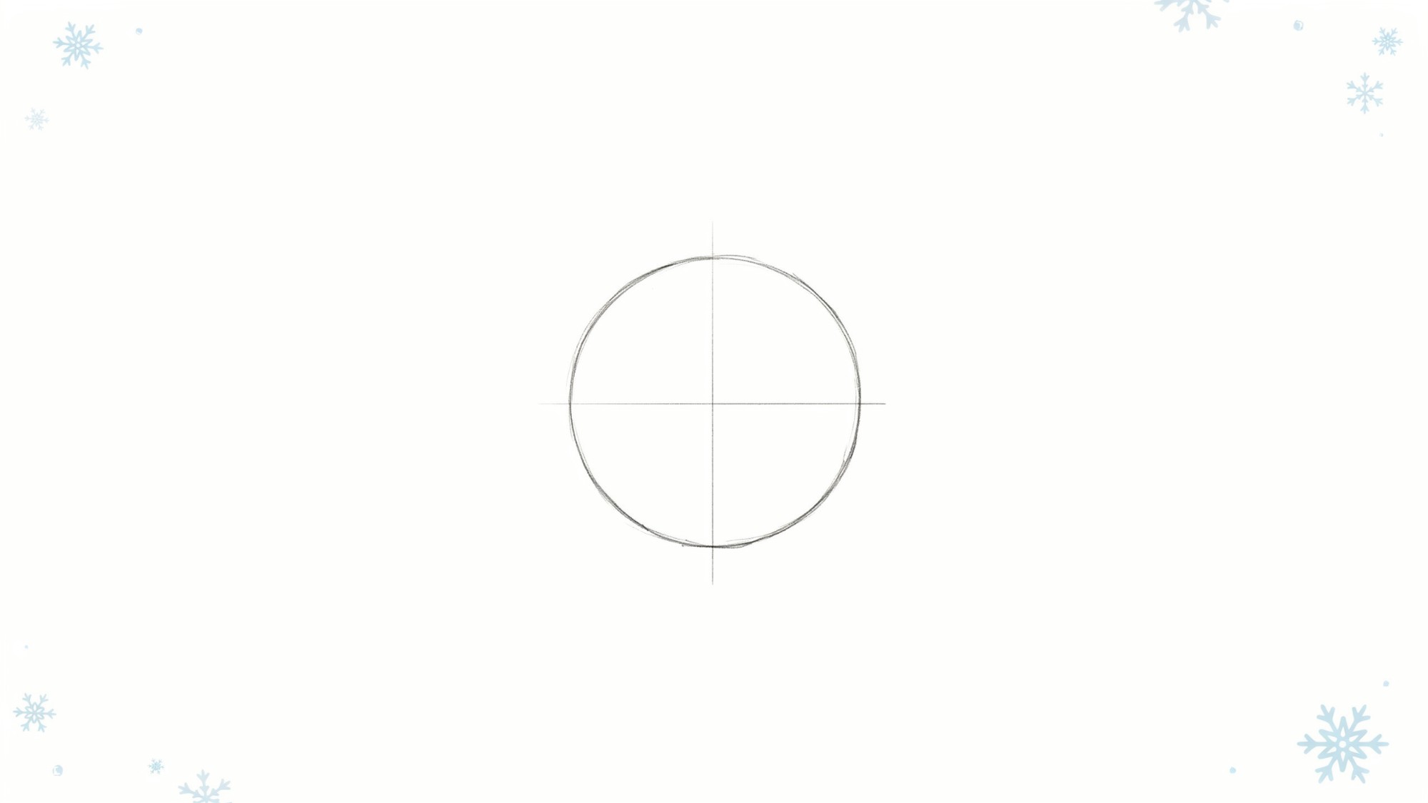 Simple circle sketch showing the head shape of Frosty the Snowman