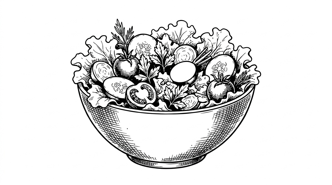 salad bowl sketch drawing.