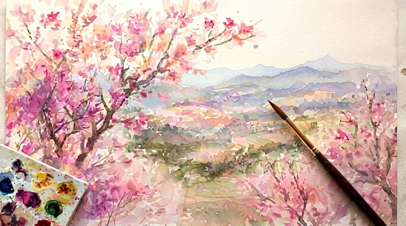 picture showing cherry blossom painting.