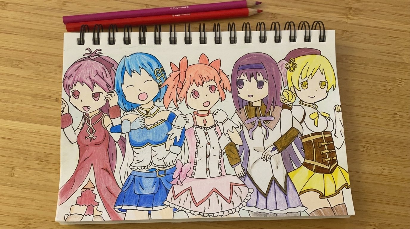drawing of magical girls.