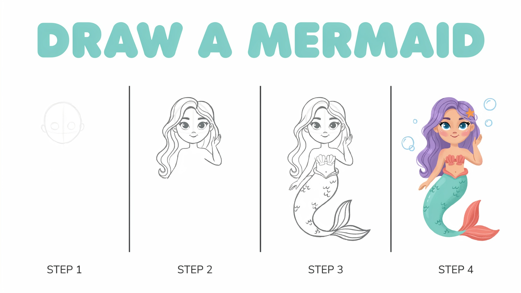 easy little mermaid step-by-step.